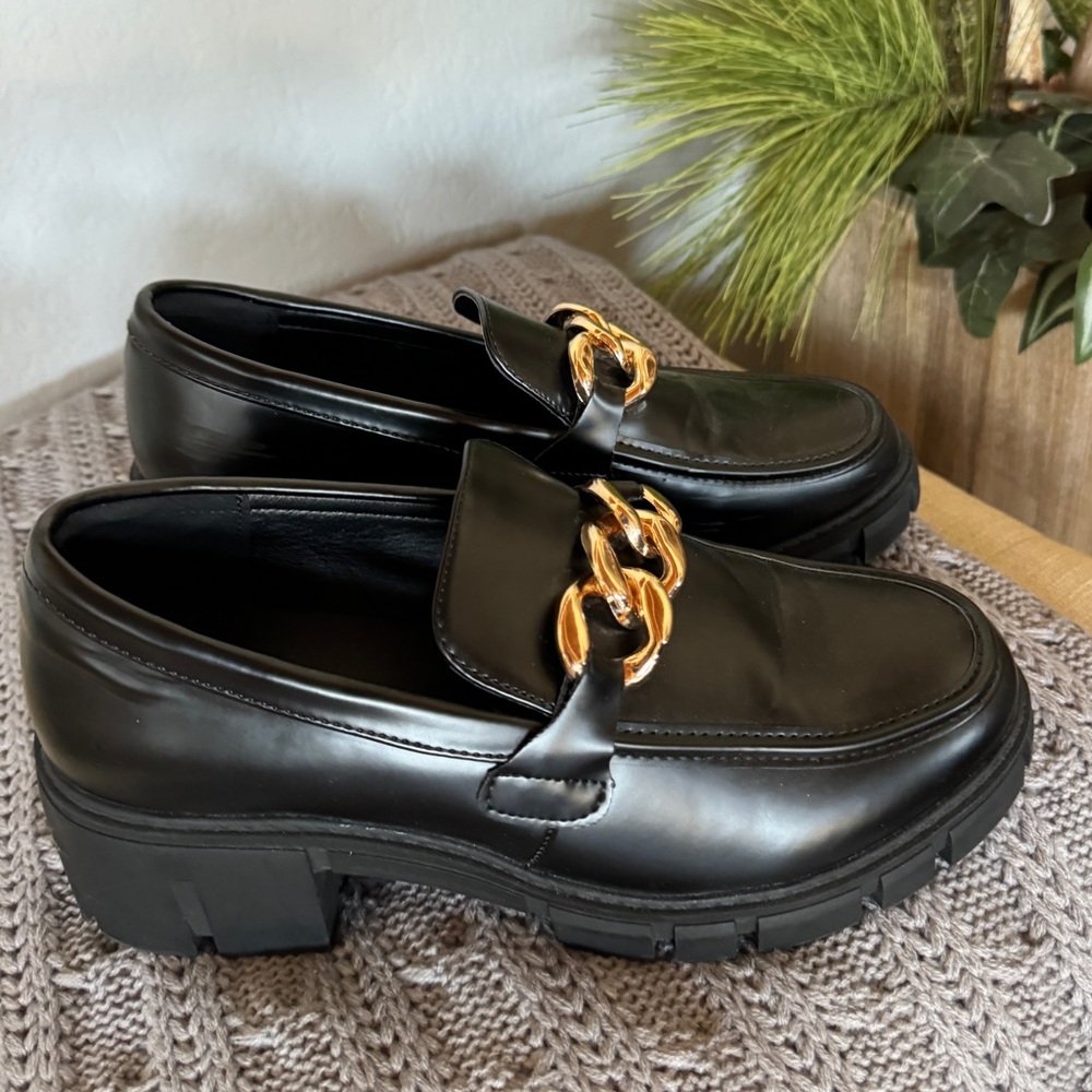 Platform Chunky Loafers with Chain